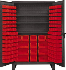 Durham - 3 Shelf 134 Bin Storage Cabinet - Steel, 48" Wide x 24" Deep x 78" High, Red - A1 Tooling