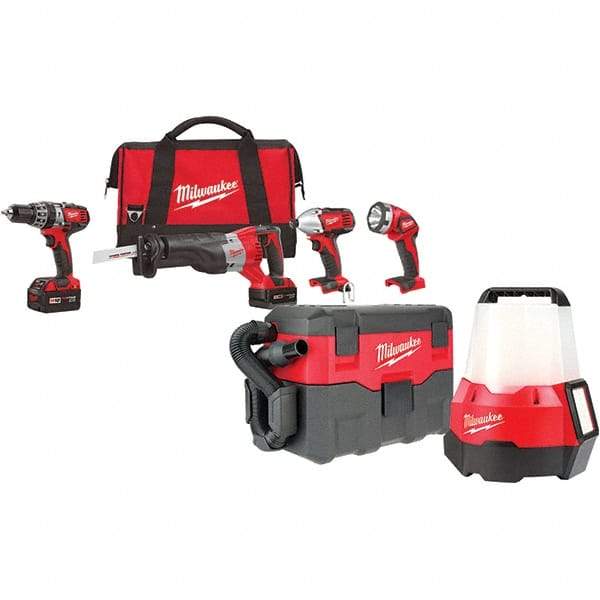 Milwaukee Tool - 18 Volt Cordless Tool Combination Kit - Includes 1/2" Hammer Drill, 1/4" Hex Impact Driver & Sawzall Reciprocating Saw, Lithium-Ion Battery Included - A1 Tooling