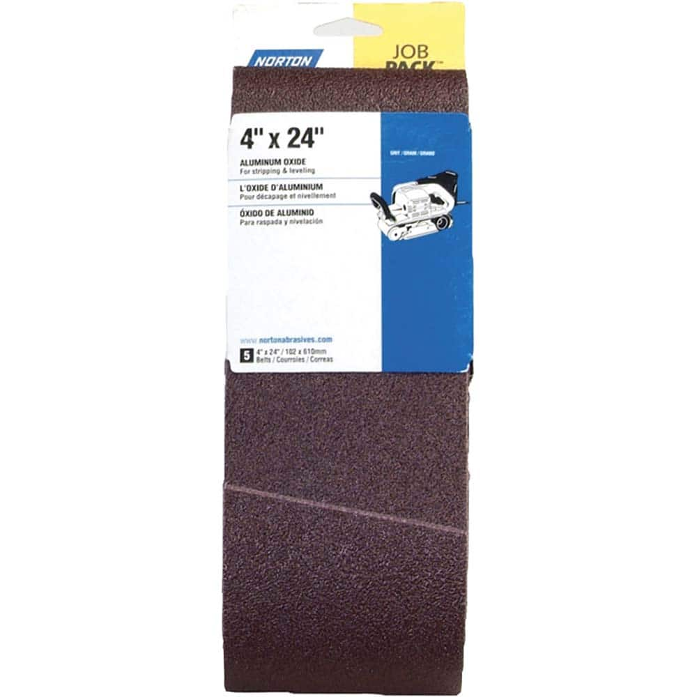 Norton - 4" Wide x 24" OAL, 80 Grit, Aluminum Oxide Abrasive Belt - A1 Tooling