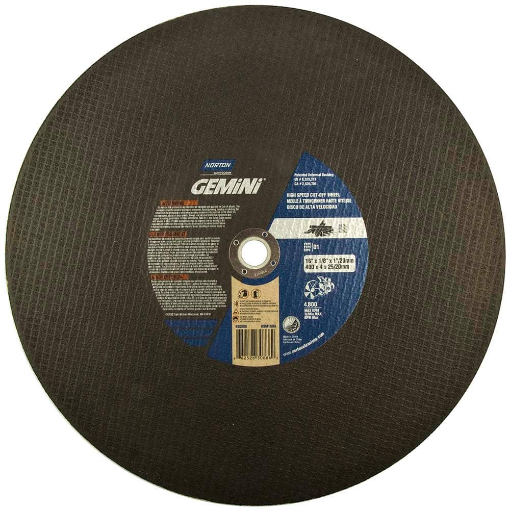 Norton - 16 x 1/8, 1" Hole 24 Grit Aluminum Oxide Cutoff Wheel - A1 Tooling