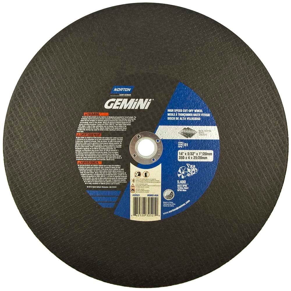 Norton - 14 x 5/32, 1" Hole 24 Grit Aluminum Oxide Cutoff Wheel - A1 Tooling