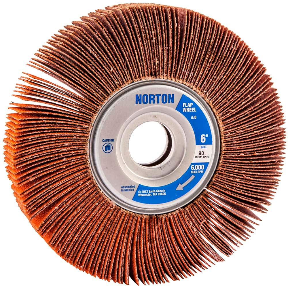 Norton - 6 x 1" 80 Grit Ceramic Unmounted Flap Wheel - Exact Industrial Supply