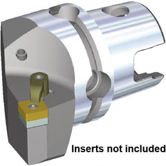Modular Turning & Profiling Cutting Unit Head: Size KM80TS, 70 mm Head Length, External, Left Hand 48 mm Center to Cutting Edge, Uses SN.. 250924 & SN.. 866 Inserts, Through Coolant