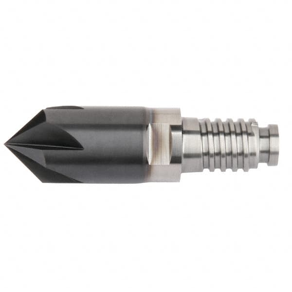 Kennametal - 16mm Diam, 4mm LOC, 6mm Chamfer Width, 6 Flute 60° Corner Chamfer - Solid Carbide, AlTiN Finish, Duo-Lock 16 Connection, Spiral Flute, 0° Helix - A1 Tooling