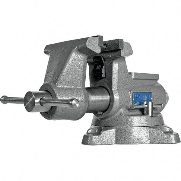 Wilton - 5-1/2" Jaw Width, 5" Opening Capacity, 3-5/8" Throat Depth, Iron Swivel Bench Vise - Double Lockdown Base Attachment, Anvil, 17-45/64" Long x 10-39/64" Wide x 8-13/32" High - A1 Tooling