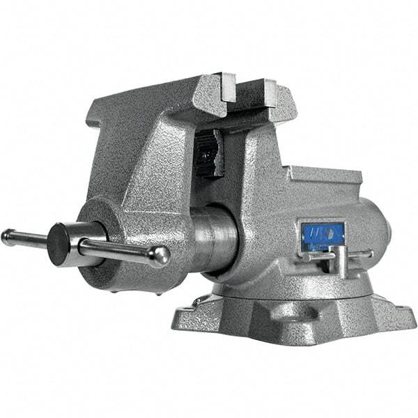 Wilton - 6-1/2" Jaw Width, 6-1/2" Opening Capacity, 4-3/8" Throat Depth, Iron Swivel Bench Vise - Double Lockdown Base Attachment, Anvil, 19-19/64" Long x 11" Wide x 9-13/32" High - A1 Tooling