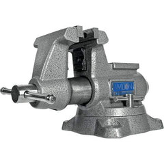 Wilton - 4-1/2" Jaw Width, 4" Opening Capacity, 3-1/2" Throat Depth, Iron Swivel Bench Vise - Double Lockdown Base Attachment, Anvil, 15-13/32" Long x 9-13/32" Wide x 8" High - A1 Tooling