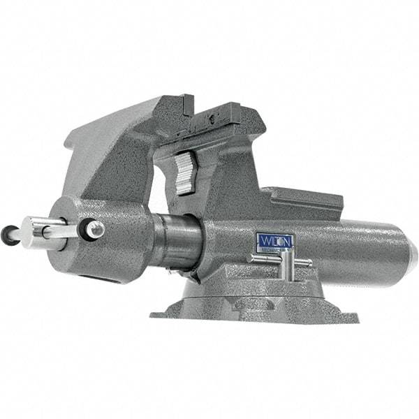 Wilton - 10" Jaw Width, 12" Opening Capacity, 5-1/4" Throat Depth, Iron Swivel Bench Vise - Double Lockdown Base Attachment, Anvil, 28-45/64" Long x 12-39/64" Wide x 11-51/64" High - A1 Tooling