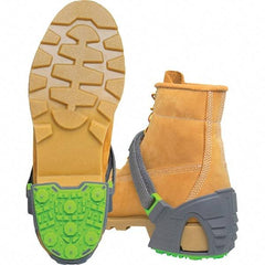 Winter Walking - Size 12.5-16, Strap-On Cleat - Tungsten Carbide Stud Traction, Green & Gray - A1 Tooling