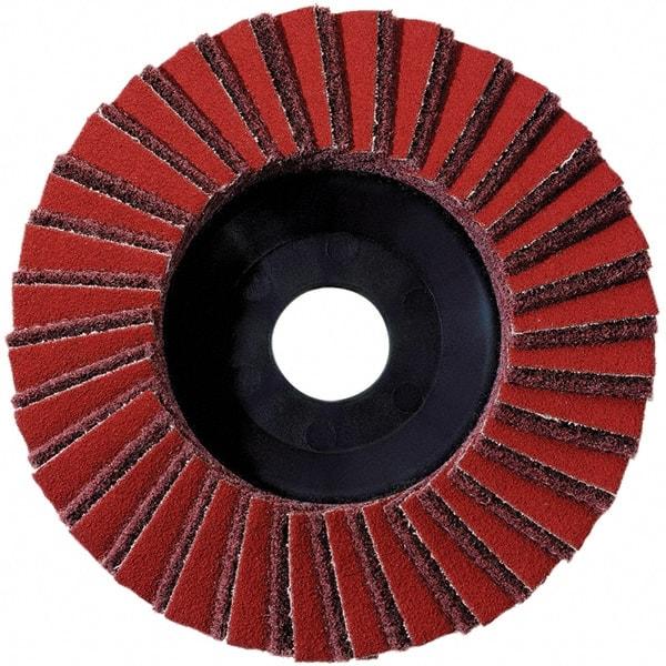 Metabo - 60 Grit, 5" Disc Diam, 7/8" Center Hole, Type 29 Aluminum Oxide Flap Disc - 12,225 Max RPM, Fiberglass Backing, Arbor Attaching System, Coated & Non-Woven Combo - A1 Tooling