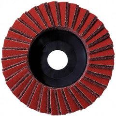 Metabo - 40 Grit, 5" Disc Diam, 7/8" Center Hole, Type 29 Aluminum Oxide Flap Disc - 12,225 Max RPM, Fiberglass Backing, Arbor Attaching System, Coated & Non-Woven Combo - A1 Tooling