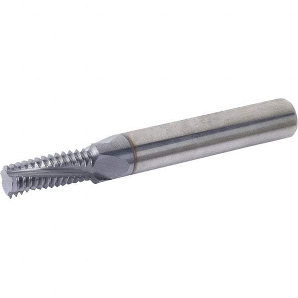 Vargus - 1/8-27 NPT, 7.5mm Cutting Diam, 4 Flute, Solid Carbide Helical Flute Thread Mill - Internal/External Thread, 9.4mm LOC, 63mm OAL, 8mm Shank Diam - A1 Tooling