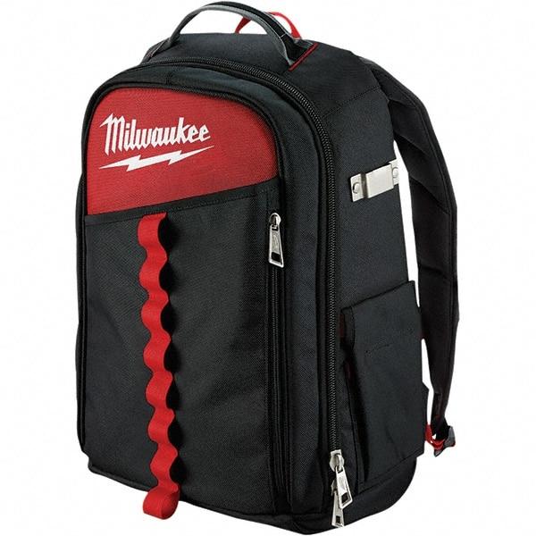 Milwaukee Tool - 22 Pocket Black & Red Ballistic Nylon Backpack Tool Bag - 11" Wide x 7-7/8" Deep x 19-5/8" High - A1 Tooling