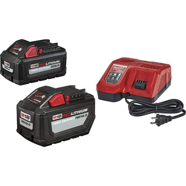 Milwaukee Tool - 18 Volt, 2 Battery Lithium-Ion Power Tool Charger - AC Wall Outlet Power Source, Batteries Included - A1 Tooling