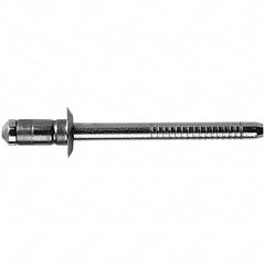 STANLEY Engineered Fastening - Size 6 Dome Head Stainless Steel Open End Blind Rivet - Steel Mandrel, 0.0591" to 0.1378" Grip, 3/16" Head Diam, 0.1929" to 0.2008" Hole Diam, 3.2" Body Diam - A1 Tooling