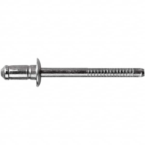 STANLEY Engineered Fastening - Size 6 Dome Head Steel Open End Blind Rivet - Steel Mandrel, 0.1378" to 0.2362" Grip, 3/16" Head Diam, 0.1929" to 0.2008" Hole Diam, 3.2" Body Diam - A1 Tooling