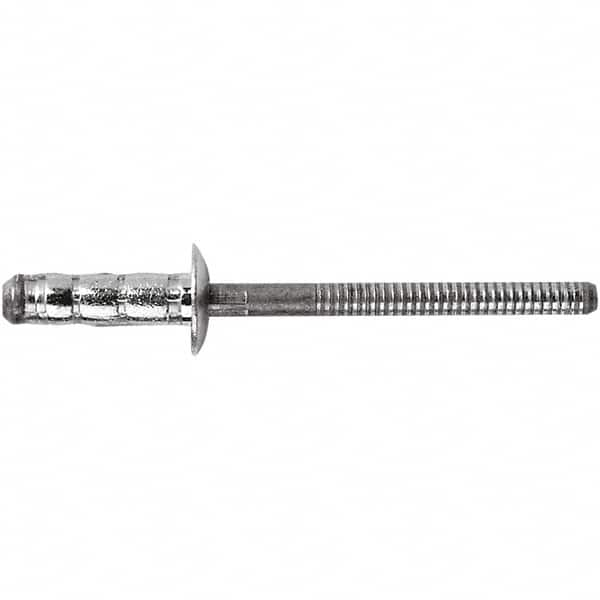 STANLEY Engineered Fastening - Size 6 Dome Head Steel Multi Grip Blind Rivet - Steel Mandrel, 1/4" to 1/2" Grip, 3/16" Head Diam, 0.1921" to 0.1961" Hole Diam, 3" Body Diam - A1 Tooling