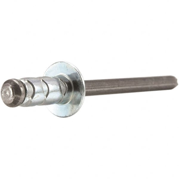 STANLEY Engineered Fastening - Size 6 Large Flange Head Aluminum Multi Grip Blind Rivet - Steel Mandrel, 0.437" to 3/4" Grip, 3/16" Head Diam, 0.192" to 0.205" Hole Diam, 0.116" Body Diam - A1 Tooling