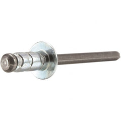 STANLEY Engineered Fastening - Size 6 Large Flange Head Aluminum Multi Grip Blind Rivet - Steel Mandrel, 0.437" to 3/4" Grip, 3/16" Head Diam, 0.192" to 0.205" Hole Diam, 0.116" Body Diam - A1 Tooling