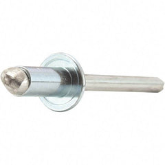 STANLEY Engineered Fastening - Size 5 Dome Head Steel Open End Blind Rivet - Steel Mandrel, 0.126" to 0.187" Grip, 5/32" Head Diam, 0.16" to 0.164" Hole Diam, 0.097" Body Diam - A1 Tooling