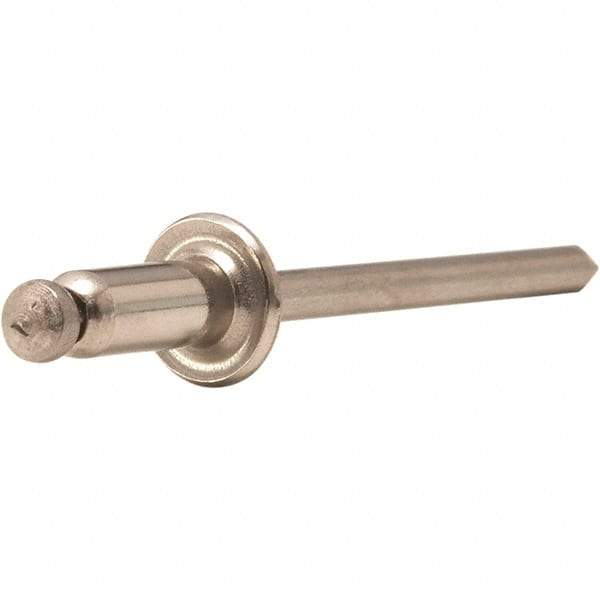 STANLEY Engineered Fastening - Size 5 Dome Head Stainless Steel Open End Blind Rivet - Stainless Steel Mandrel, 0.251" to 3/8" Grip, 5/32" Head Diam, 0.16" to 0.164" Hole Diam, 0.097" Body Diam - A1 Tooling