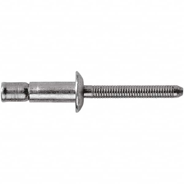 STANLEY Engineered Fastening - Size 8 Dome Head Steel Structural with Locking Stem Blind Rivet - Steel Mandrel, 0.08" to 3/8" Grip, 1/4" Head Diam, 0.261" to 0.276" Hole Diam, 0.162" Body Diam - A1 Tooling