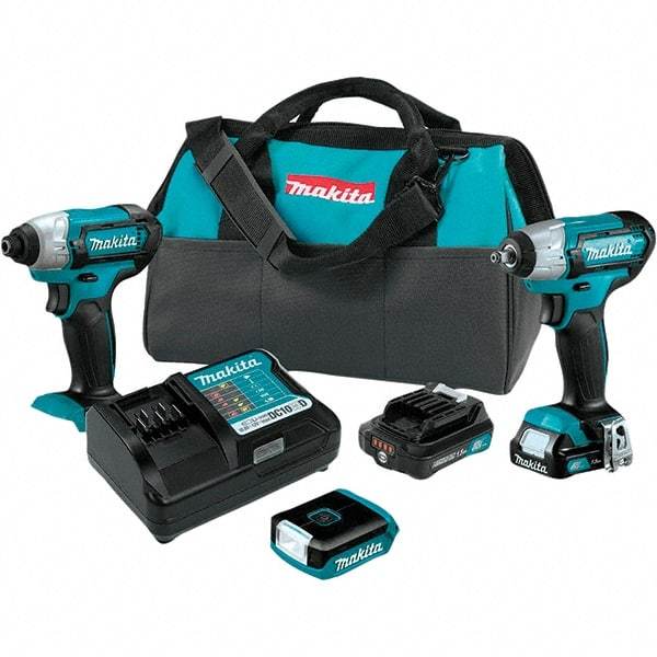 Makita - 12 Volt Cordless Tool Combination Kit - Includes Impact Driver, 3/8" Compact Impact Wrench & Flashlight, Lithium-Ion Battery Included - A1 Tooling