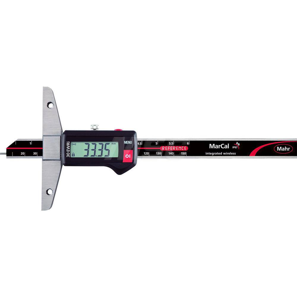 Mahr - Electronic Depth Gages; Minimum Measurement (mm): 0 ; Minimum Measurement (Decimal Inch): 0 ; Maximum Measurement (Decimal Inch): 6 ; Maximum Measurement (mm): 150 ; Resolution (mm): 0.01 ; Resolution (Decimal Inch): 0.0005 - Exact Industrial Supply