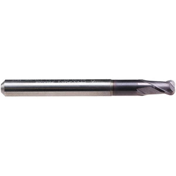 Emuge - 8mm Diam, 7mm LOC, 2 Flute Solid Carbide Roughing & Finishing End Mill - TiAlN Finish, 63mm OAL, 8mm Shank Diam, Cylindrical Shank, 30° Helix, Stub Length - A1 Tooling