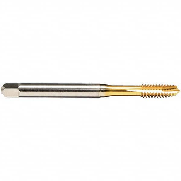 Emuge - M2.5x0.45 Metric 6H 2 Flute TiN Finish HSS-E Spiral Point Tap - Exact Industrial Supply