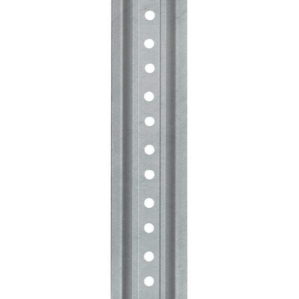 Nucor - 6' High, Galvanized Traffic Sign Post - Steel, 3/8" Hole Diam, Silver - A1 Tooling