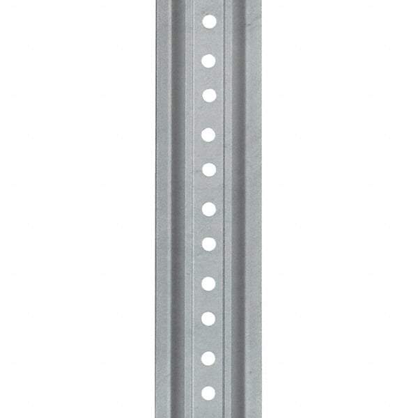 Nucor - 8' High, Galvanized Traffic Sign Post - Steel, 3/8" Hole Diam, Silver - A1 Tooling