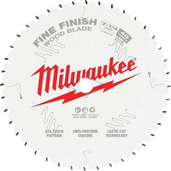 Milwaukee Tool - 7-1/4" Diam, 10mm Arbor Hole Diam, 40 Tooth Wet & Dry Cut Saw Blade - Tungsten Carbide-Tipped, Fine Finish Action, Standard Round Arbor - A1 Tooling