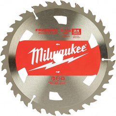 Milwaukee Tool - 7-1/4" Diam, 5/8" Arbor Hole Diam, 24 Tooth Wet & Dry Cut Saw Blade - Tungsten Carbide-Tipped, Framing Action, Standard Round Arbor - A1 Tooling