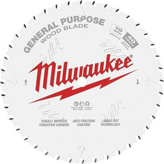 Milwaukee Tool - 10" Diam, 5/8" Arbor Hole Diam, 40 Tooth Wet & Dry Cut Saw Blade - Tungsten Carbide-Tipped, General Purpose Action, Standard Round Arbor - A1 Tooling