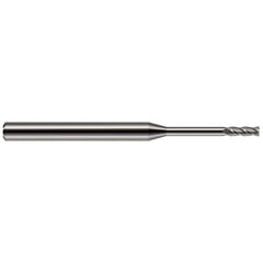 Square End Mill: 1/16'' Dia, 0.186'' LOC, 1/8'' Shank Dia, 2'' OAL, 2 Flutes, Solid Carbide Single End, Uncoated, 30 ° Helix, Centercutting, RH Cut, RH Flute