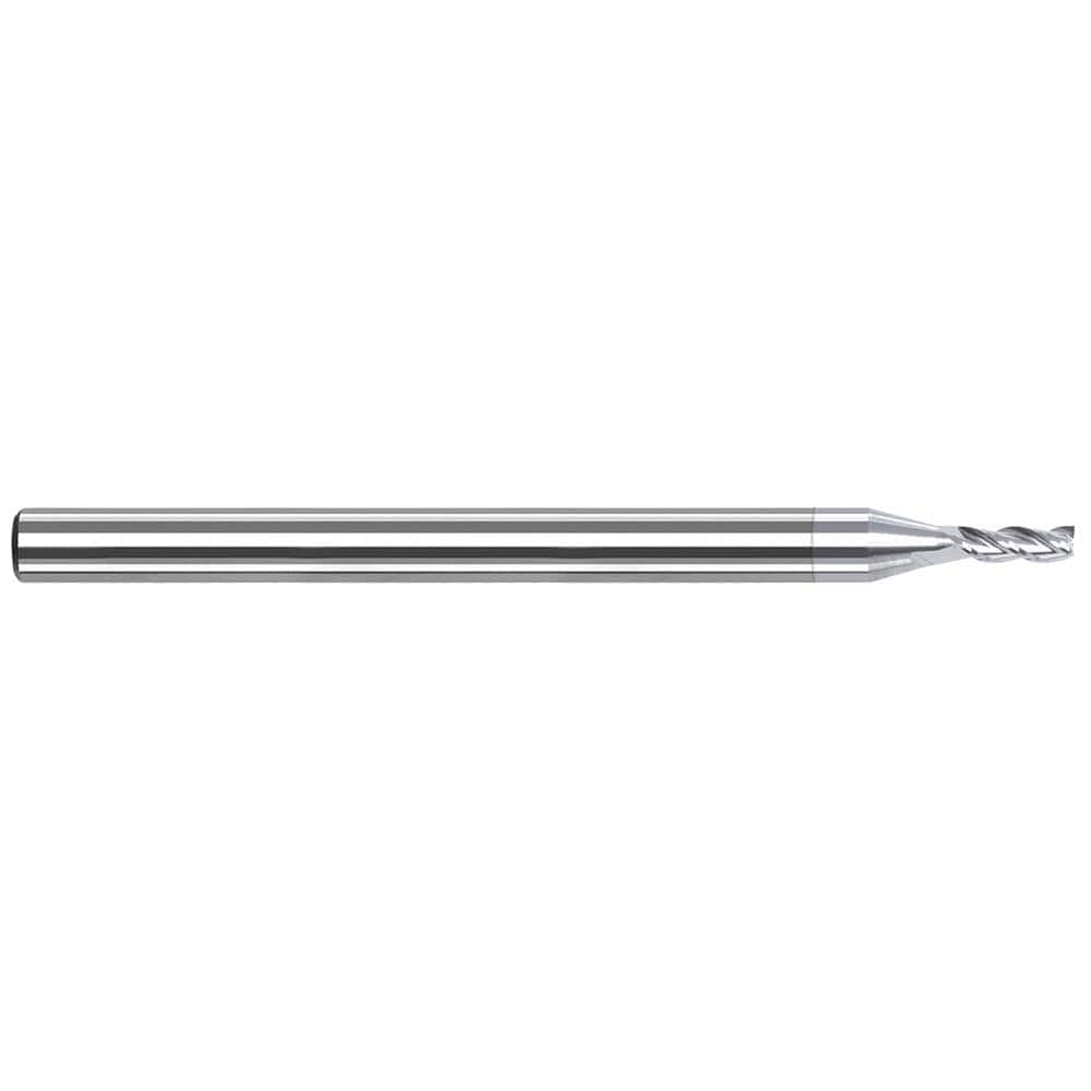 Square End Mill: 1/16'' Dia, 5/16'' LOC, 1/8'' Shank Dia, 2-1/2'' OAL, 3 Flutes, Solid Carbide Single End, TiB2 Finish, 42 ° Variable Helix, Centercutting, RH Cut, RH Flute