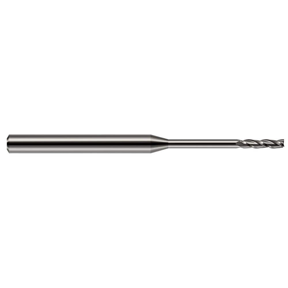 Square End Mill: 5/64'' Dia, 13/32'' LOC, 1/8'' Shank Dia, 2-1/2'' OAL, 4 Flutes, Solid Carbide Single End, Uncoated, 30 ° Helix, Centercutting, RH Cut, RH Flute