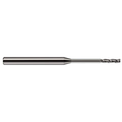 Square End Mill: 5/64'' Dia, 13/32'' LOC, 1/8'' Shank Dia, 2-1/2'' OAL, 4 Flutes, Solid Carbide Single End, Uncoated, 30 ° Helix, Centercutting, RH Cut, RH Flute