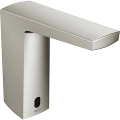 American Standard - Electronic & Sensor Faucets; Type: Sensor ; Style: Modern; Contemporary ; Type of Power: Battery ; Spout Type: Low Arc ; Mounting Centers: Single Hole (Inch); Finish/Coating: Brushed; Nickel - Exact Industrial Supply