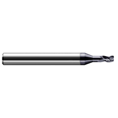 Corner Radius End Mill: 1/8″ Dia, 3/16″ LOC, 0.03″ Radius, 3 Flutes, Solid Carbide 2-1/2″ OAL, 1/8″ Shank Dia, 30 ° Helix, AlTiN Coated, Corner Radius End