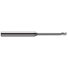 Corner Radius End Mill: 1/8″ Dia, 3/16″ LOC, 0.03″ Radius, 3 Flutes, Solid Carbide 2-1/2″ OAL, 1/8″ Shank Dia, 30 ° Helix, Bright/Uncoated, Corner Radius End