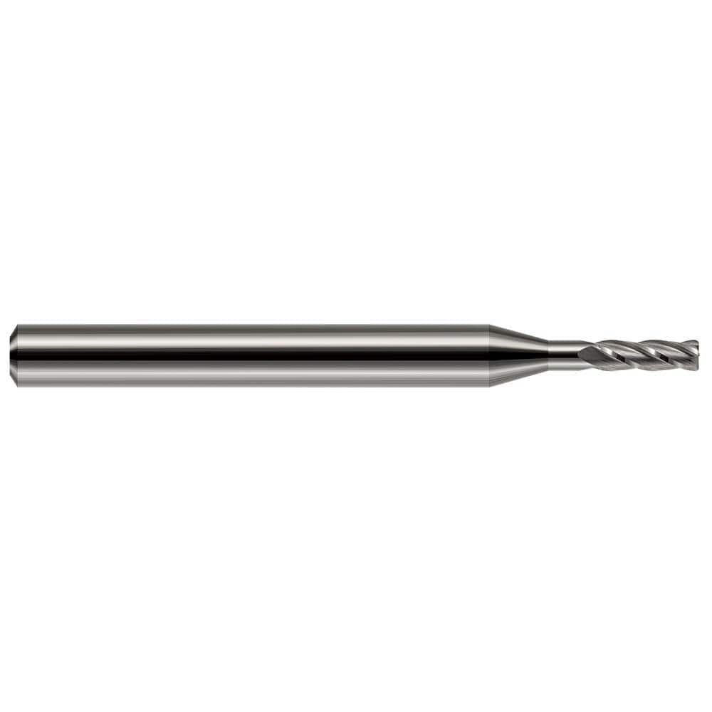 Corner Radius End Mill: 0.031″ Dia, 3/32″ LOC, 0.005″ Radius, 2 Flutes, Solid Carbide 1-1/2″ OAL, 1/8″ Shank Dia, 30 ° Helix, Bright/Uncoated, Corner Radius End