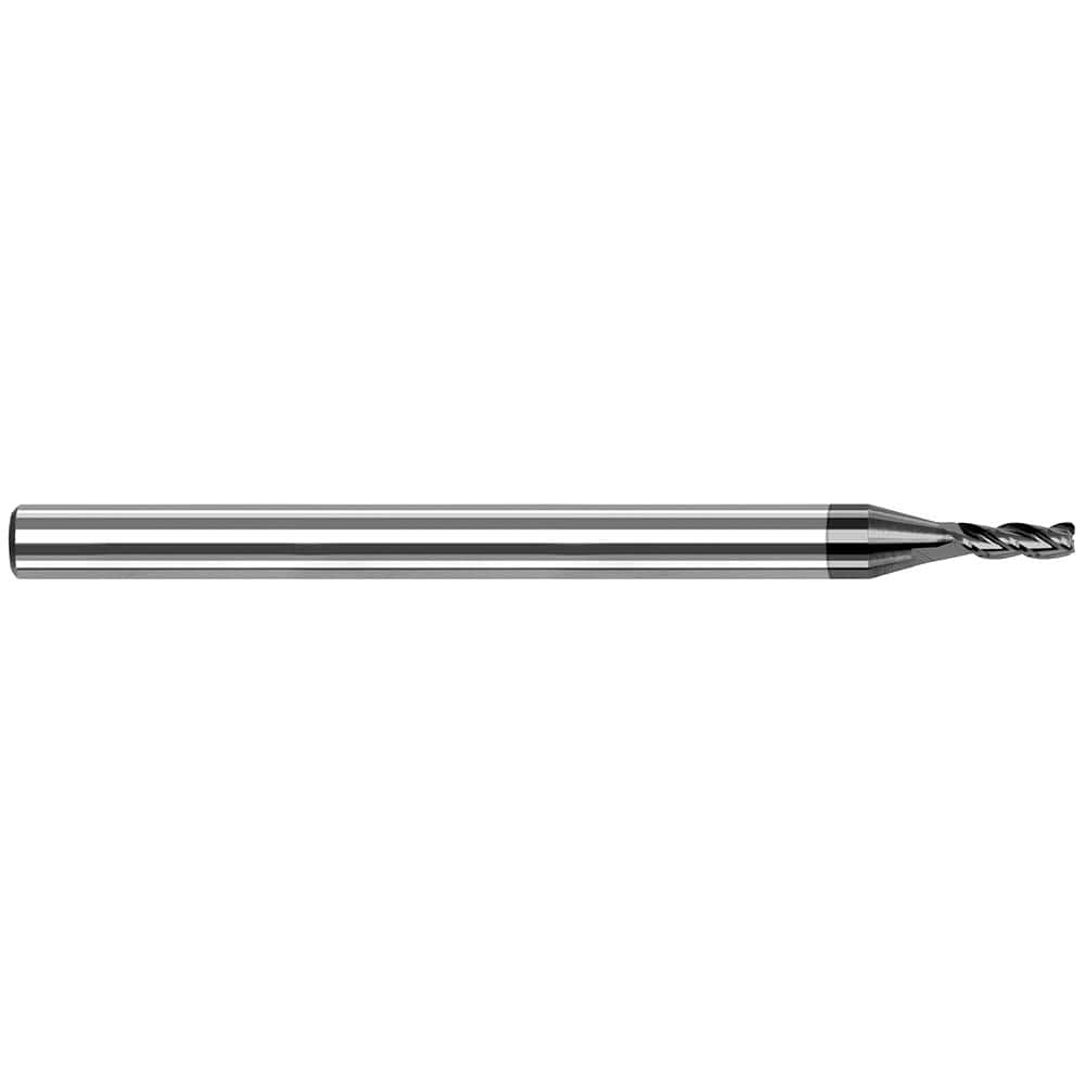 Corner Radius End Mill: 0.093″ Dia, 1/2″ LOC, 0.005″ Radius, 3 Flutes, Solid Carbide 2-1/2″ OAL, 1/8″ Shank Dia, 42 ° Helix, Amorphous Diamond Coated, Corner Radius End