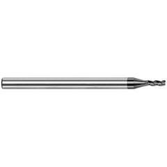 Corner Radius End Mill: 0.093″ Dia, 1/2″ LOC, 0.005″ Radius, 3 Flutes, Solid Carbide 2-1/2″ OAL, 1/8″ Shank Dia, 42 ° Helix, Amorphous Diamond Coated, Corner Radius End