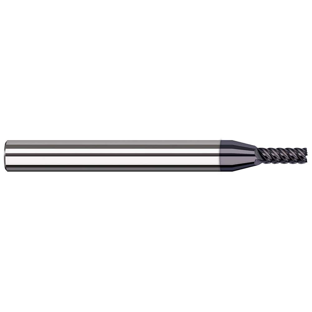 Corner Radius End Mill: 3/32″ Dia, 0.279″ LOC, 0.02″ Radius, 7 Flutes, Solid Carbide 1-1/2″ OAL, 1/8″ Shank Dia, 41 ° Helix, AlTiN Nano Coated, Corner Radius End