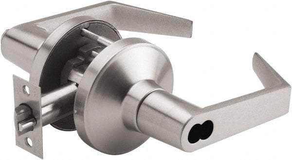 PDQ - Heavy Duty Entry Lever Lockset - 2-3/4" Back Set, Small Format I/C Less Cylinder, Zinc, Antimicrobial Coated, Satin Chrome Plated Finish - A1 Tooling