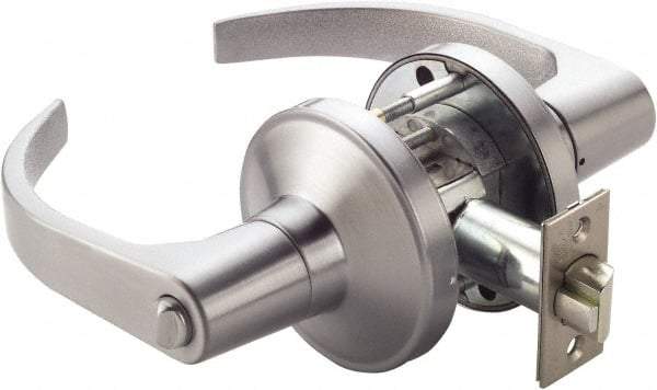 PDQ - Heavy Duty Privacy Lever Lockset - 2-3/4" Back Set, Keyless Cylinder, Zinc, Antimicrobial Coated, Satin Chrome Plated Finish - A1 Tooling