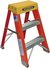 Werner - 2 Steps, 2' High, Type IA Rating, Fiberglass Step Stand - 300 Lb Load Capacity, 17-1/4" Base Width - A1 Tooling