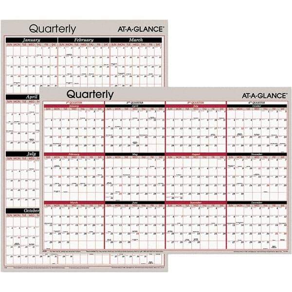 AT-A-GLANCE - 1 Sheet, 24 x 36", Erasable Wall Calendar - White, Black & Red - A1 Tooling